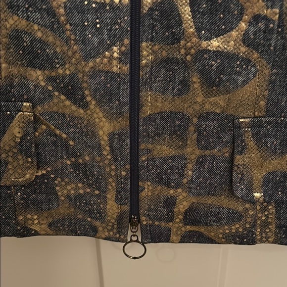 Joseph Ribkoff Gold & Blue Made in Canada zip front statement Jacket, size 10 - Picture 8 of 11